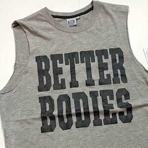 👚TEE-rrific EUC BETTER BODIES ATHLETIC GYM TANK GRAY SLEEVELESS TEE SZ MEDIUM
